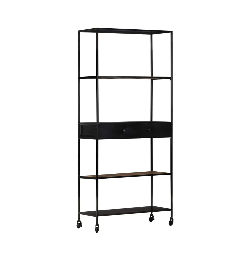 vidaXL Book Cabinet 31.5"x13.8"x70.9" Rough Mango Wood & Iron