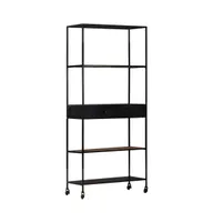 vidaXL Book Cabinet 31.5"x13.8"x70.9" Rough Mango Wood & Iron