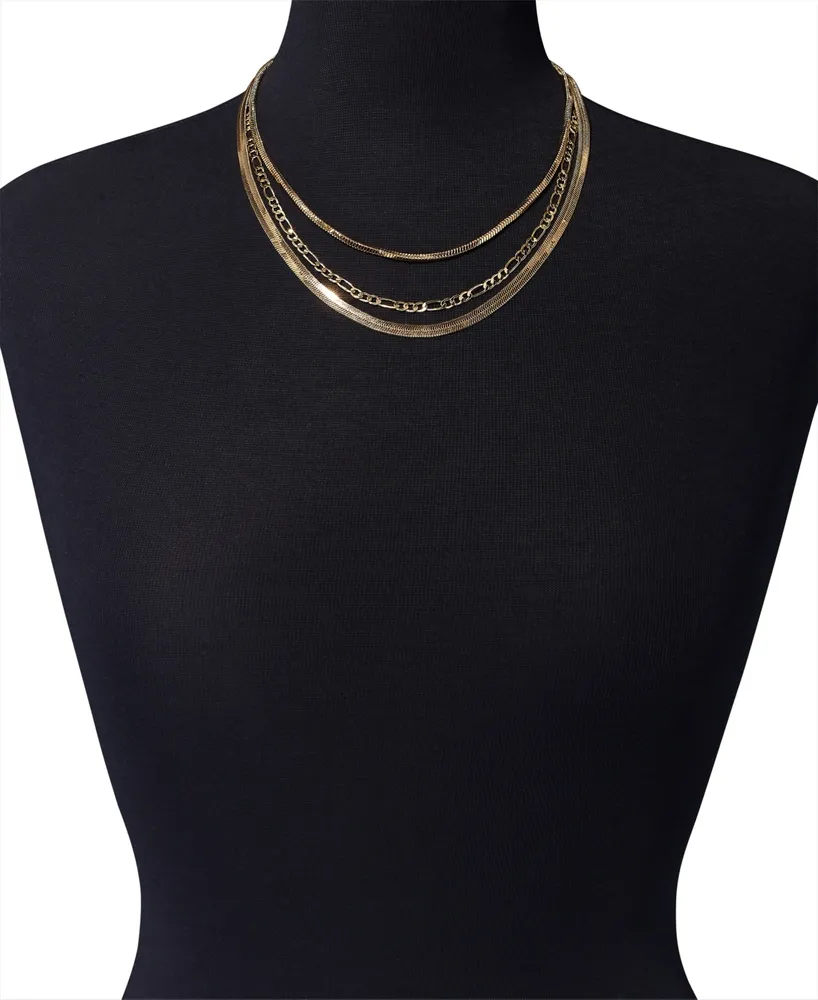 On 34th Three-Row Chain Necklace, 19" + 2" extender, Created for Macy's