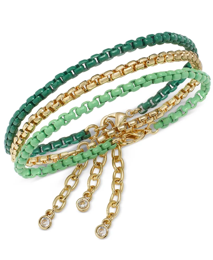 On 34th 3-Pc. Set Color-Coated Link Bracelets, Created for Macy's