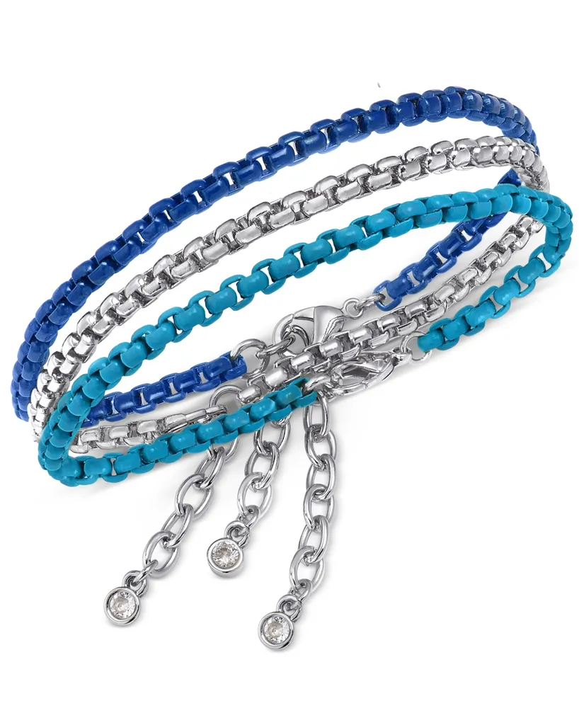 On 34th 3-Pc. Set Color-Coated Link Bracelets, Created for Macy's