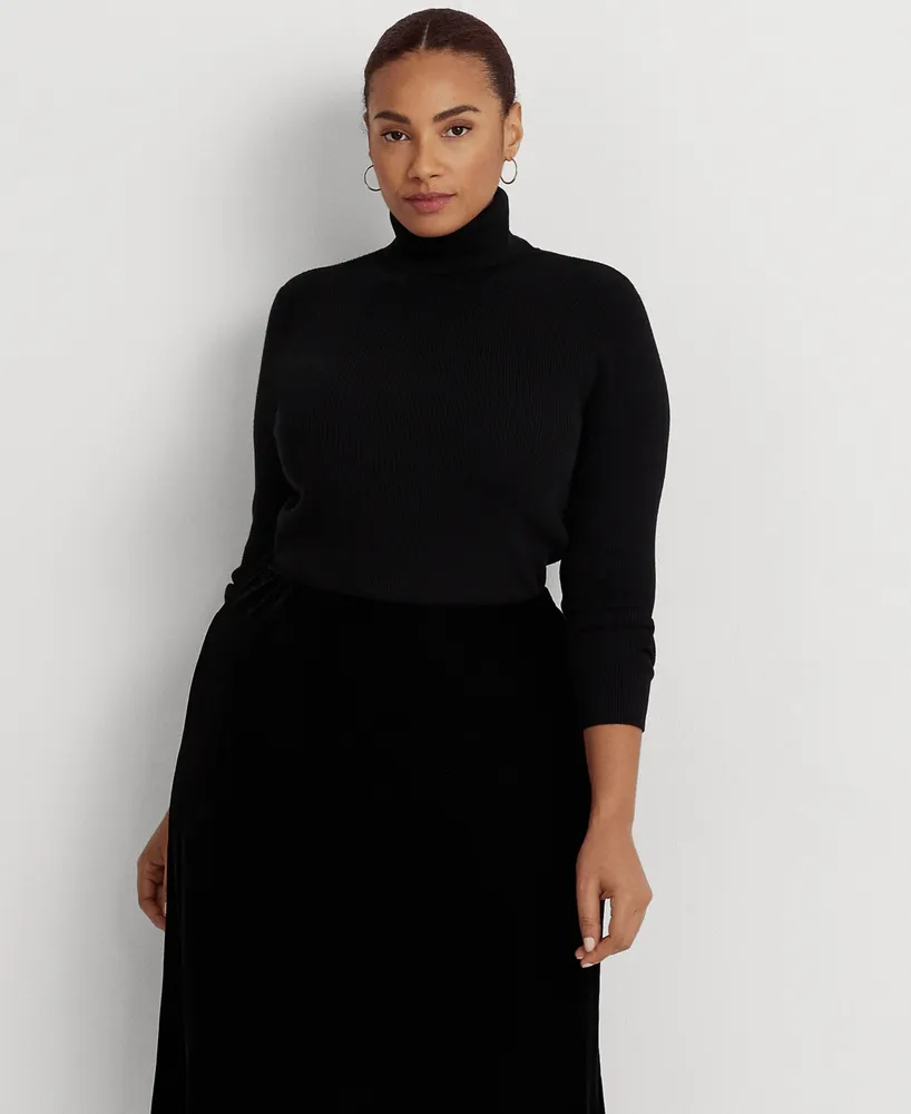 Lauren Ralph Plus-Size Ribbed Turtleneck Sweater