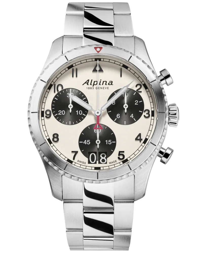 Alpina Men's Swiss Chronograph Startimer Stainless Steel Strap Bracelet Watch 41mm