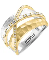 Effy Diamond Round & Baguette Crossover Statement Ring (1/3 ct. t.w.) in 14k Two-Tone Gold