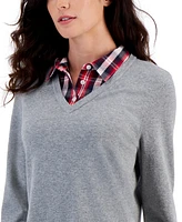 Tommy Hilfiger Women's Layered-Look V-Neck Sweater