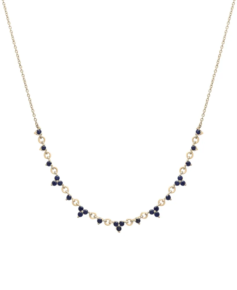 Black Sapphire Mini Cluster 17" Collar Necklace (7/8 ct. t.w.) in 14k Gold-Plated Sterling Silver