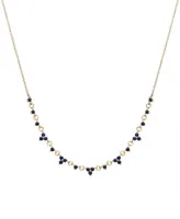 Black Sapphire Mini Cluster 17" Collar Necklace (7/8 ct. t.w.) in 14k Gold-Plated Sterling Silver