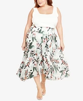 City Chic Plus Natalie Print Midi Skirt