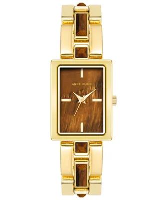 Anne Klein Women's Quartz Gold-Tone Alloy Watch, 28mm x 21mm - Brown, Gold