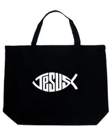 Jesus Fish - Large Word Art Tote Bag