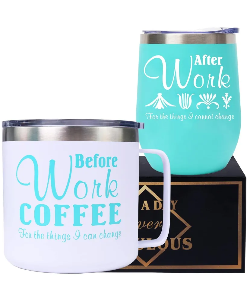 Meant2tobe Before Work After Work Coffee Mug and Tumbler Set, Ideal  Christmas Gifts for Coworkers and Office Friends, Featuring Before work  Coffee For The Thing