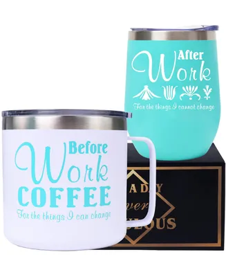 Before Work After Work Coffee Mug and Tumbler Set, Ideal Christmas Gifts for Coworkers and Office Friends, Featuring "Before work Coffee For The Thing