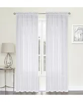 Kate Aurora Montauk Accents Ultra Lux 2 Piece Rod Pocket White Sheer Voile Window Curtain Panels