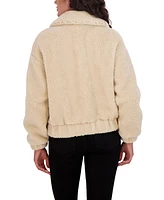 Sebby Collection Women's Sherpa Faux Fur Bomber Jacket