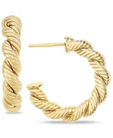 Textured Braided Small Hoop Earrings in 10k Gold, 3/4"
