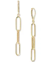 Polished & Textured Multi-Link Paperclip Drop Earrings in 14k Gold