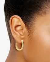 High Polished Squared J-Hoop Earrings in 14k Gold