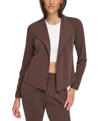 Andrew Marc Sport Women's Sueded Pique Drape Front Cardigan Jacket with Pockets