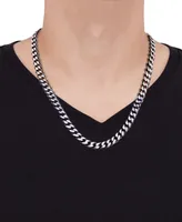 Italian Silver Men's Curb Link 22" Chain Necklace (8mm) in Sterling Silver & Black Ruthenium-Plate