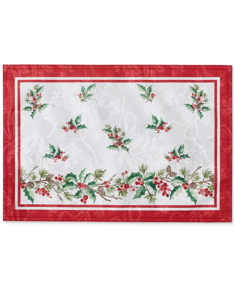 Elrene Perfect Holly Double Border Placemat, 13" x 19"