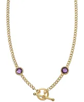 Gemstone Curb Link 20" Toggle Necklace (4 ct. t.w.) 14k Gold-Plated Sterling Silver