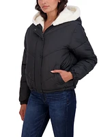 Women's Sebby Junior's Faux Fur Lined Puffer Jacket with Hood