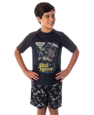 Monster Jam Boys' Skull Throttle Truck Kids T-Shirt And Shorts 2 Piece Pajama Set