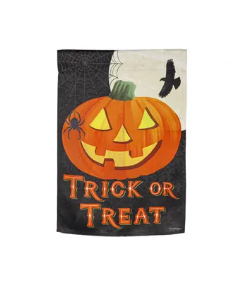 Evergreen Trick or Treat Jack-o-Lantern Garden Suede Flag 12.5 x 18 Inches Indoor Outdoor Decor