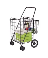 Costway Folding Shopping Cart Jumbo Basket Grocery Laundry Travel w/ Swivel Wheels