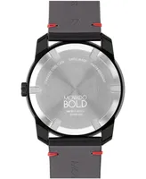 Movado Men's Bold Tr90 Swiss Quartz Black Leather Watch 42mm