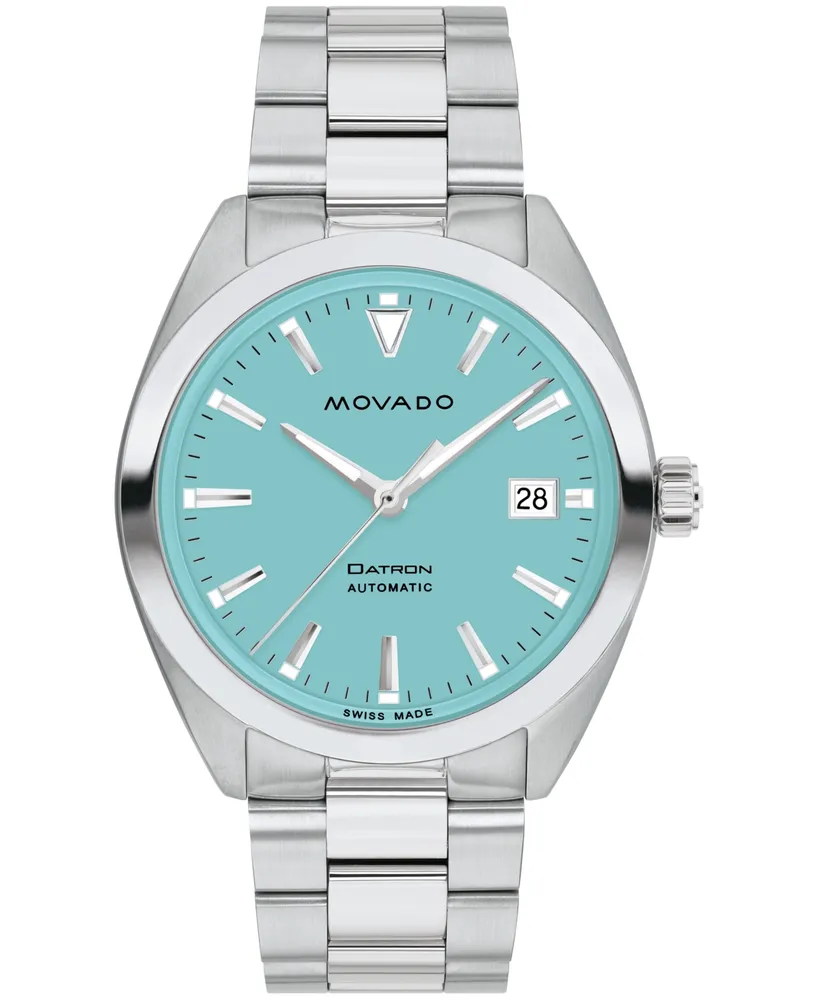 Movado Men's Datron Swiss Auto Silver Tone Stainless Steel Watch 40mm