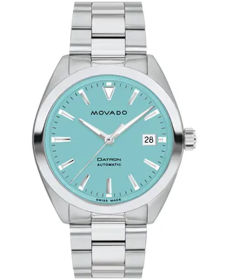 Movado Men's Datron Swiss Auto Silver Tone Stainless Steel Watch 40mm - Silver