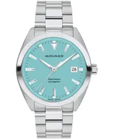 Movado Men's Datron Swiss Auto Silver Tone Stainless Steel Watch 40mm