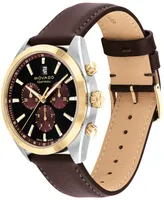 Movado Men's Datron Swiss Quartz Chrono Brown Leather Watch 40mm