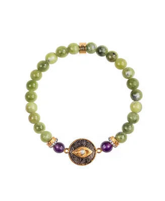 Defensive Trio Jade Stone Evil Eye Bracelet