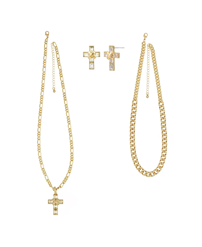 Aaliyah 2Pc Cross Necklace And Earring Set