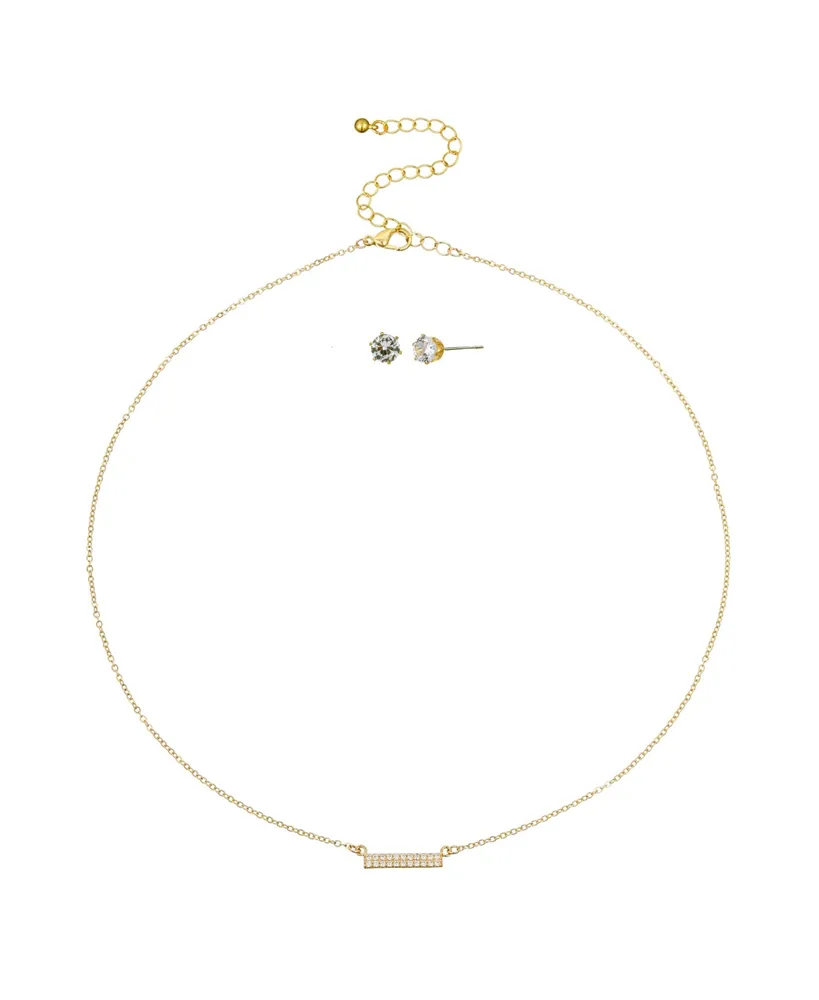 Aaliyah Cz Bar Necklace And Earring Set