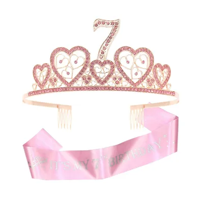 7th Birthday Sash and Tiara for Girls - Perfect for Princess Party and Birthday Gifts