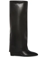 Madden Girl Evander Fold-Over Cuffed Knee High Wedge Dress Boots