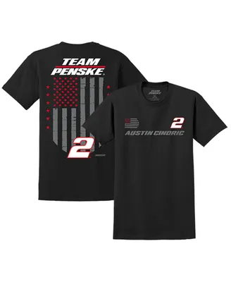 Men's Team Penske Black Austin Cindric 2023 #2 American Flag T-shirt