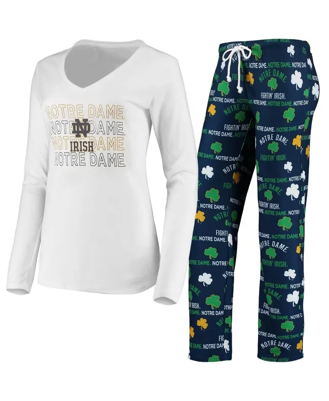 Concepts Sport Women's White and Navy Atlanta Braves Flagship Long Sleeve  V-Neck T-shirt Pants Sleep Set