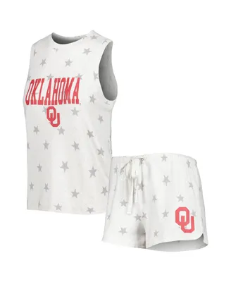 Women's Concepts Sport Cream Oklahoma Sooners Agenda Stars Tank Top and Shorts Sleep Set