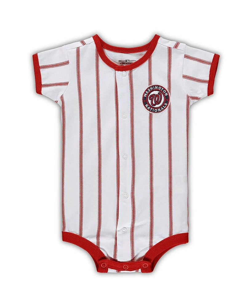 Newborn Boys and Girls White, Red Washington Nationals Power Hitter Short Sleeve Bodysuit