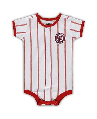 Newborn Boys and Girls White, Red Washington Nationals Power Hitter Short Sleeve Bodysuit
