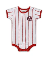Newborn Boys and Girls White, Red Washington Nationals Power Hitter Short Sleeve Bodysuit