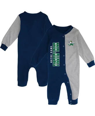 Infant Boys and Girls Navy, Heather Gray Notre Dame Fighting Irish Halftime Two-Tone Sleeper
