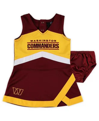 Girls Infant Burgundy Washington Commanders Cheer Captain Jumper Dress and Bloomers Set