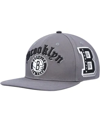 Men's Pro Standard Gray Brooklyn Nets Old English Snapback Hat