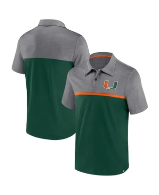 Men's Fanatics Green, Gray Miami Hurricanes Polo Shirt