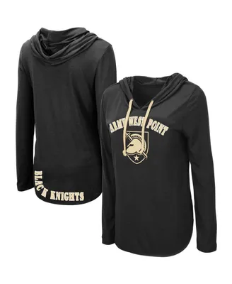 Women's Colosseum Black Army Knights My Lover Lightweight Hooded Long Sleeve T-shirt